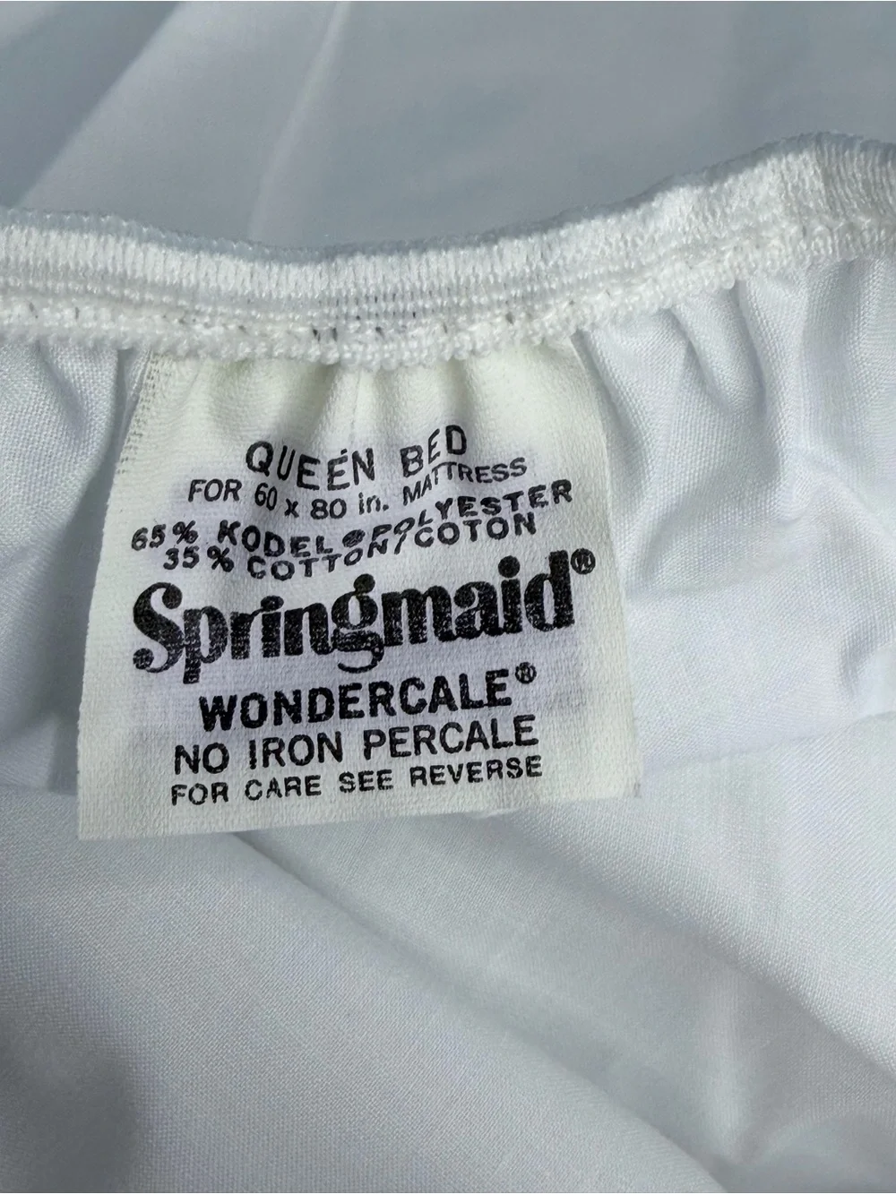 Vintage Springmaid Wondercale No Iron Queen Sz Sheet Set White Embroidered NEW